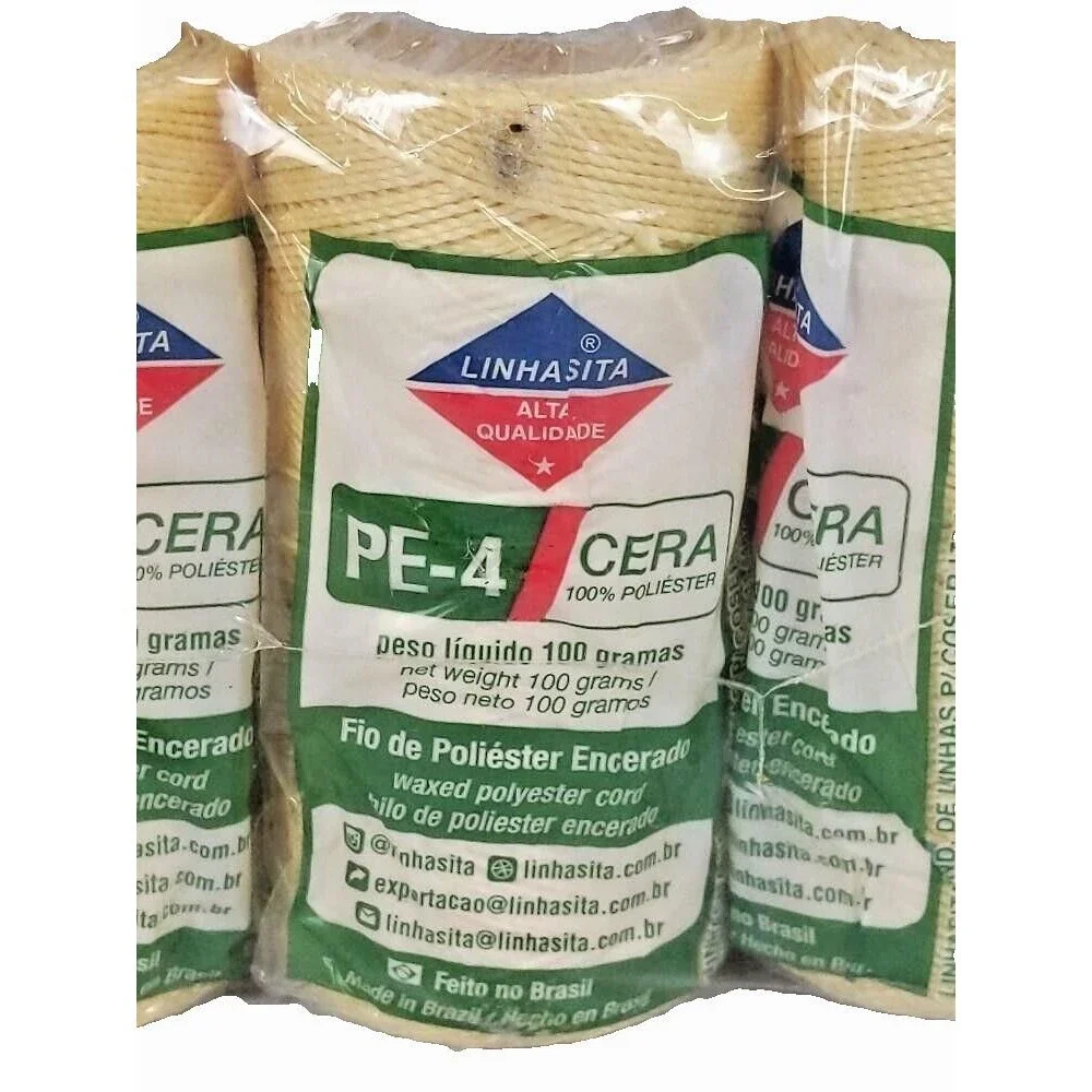 Pack of 5 Linhasita PE-4 CERA 100% Waxed Polyester 100 Gram Cord